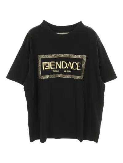 Pre-owned Fendi 2000s Logo T-shirt In Black