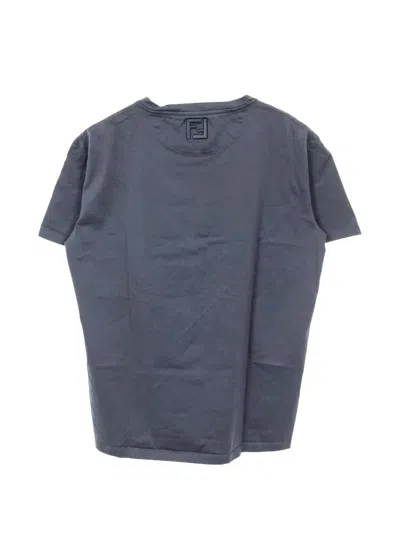 Pre-owned Fendi 2000s Logo-embroidered T-shirt In Gray