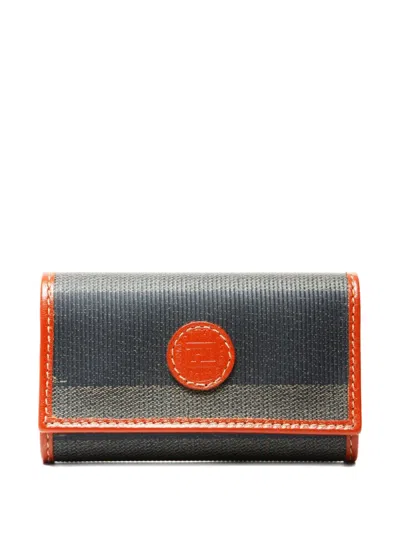 Pre-owned Fendi 2000s Logo.plaque Keycase In Brown