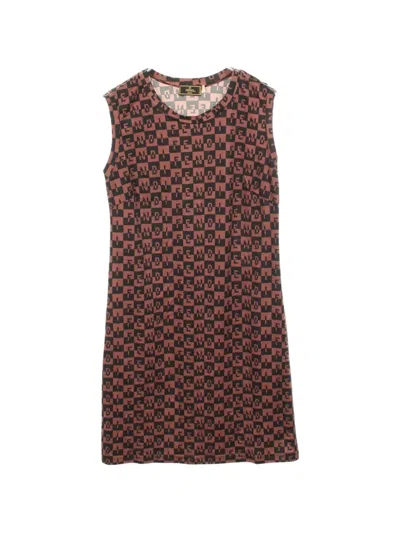 Pre-owned Fendi 2000s Logo-print Sleeveless Mini Dress In Red