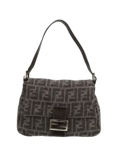 Pre-owned Fendi 2000s Mamma Baguette Handbag In Gray