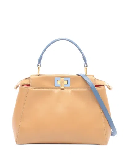 Fendi 2000s Mini Peekaboo Tote Bag In Nude