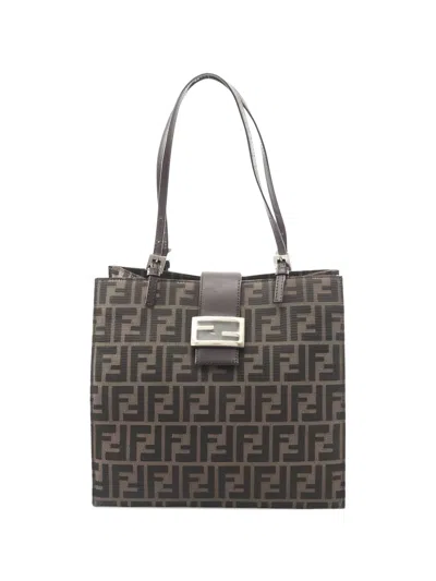 Pre-owned Fendi 2000s Monogram-pattern Shoulder Bag In Brown