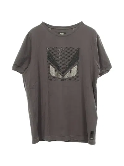 Pre-owned Fendi 2000s Monster Rhinestone-embellished T-shirt In Grey