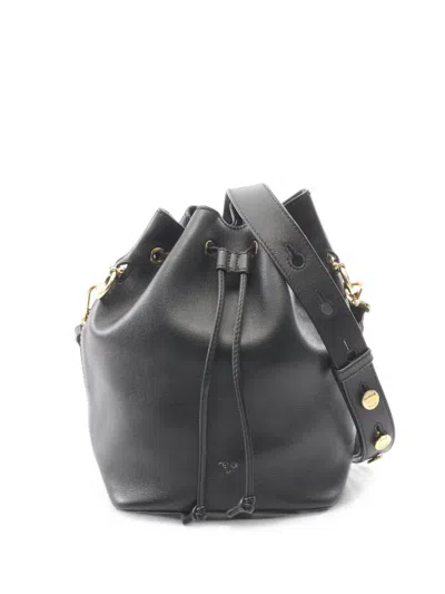 Pre-owned Fendi 2000s Montresor Leather Bucket Bag In Black