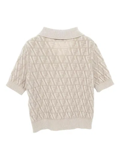 Pre-owned Fendi 2000s Pattern Knit Polo Shirt In Neutral