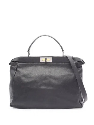 Pre-owned Fendi 2000s Peekaboo Tote Bag In Black