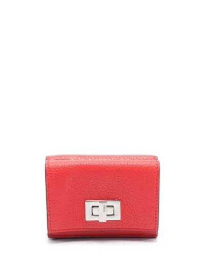 Pre-owned Fendi 2000s Peekaboo Wallet In Red