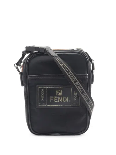 Pre-owned Fendi 2000s Pequin Logo-patch Mini Messenger Bag In ブラック