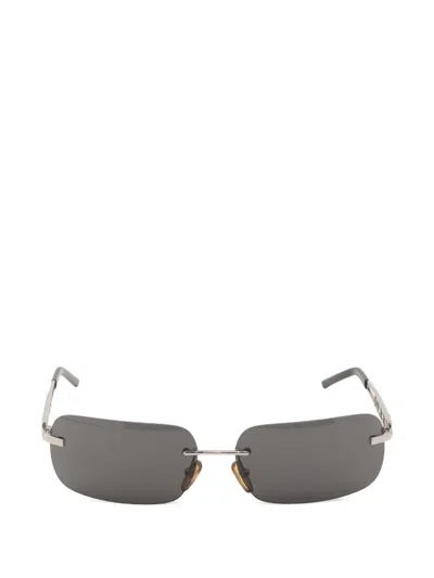 Pre-owned Fendi 2000s Rimless Rectangle-frame Sunglasses In Gray