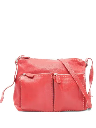 Pre-owned Fendi 2000s Selleria Leather Shoulder Bag In Red