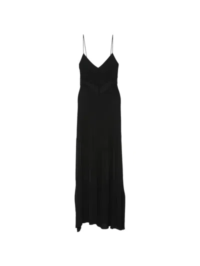 Pre-owned Fendi 2000s Sheer-panel Maxi Dress In Black