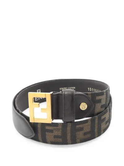 Pre-owned Fendi 2000s Zucca Belt In Brown