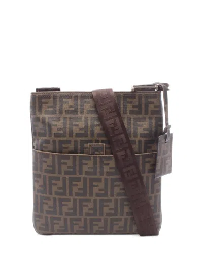 Pre-owned Fendi 2000s Zucca Cross Body Bag In ブラウン