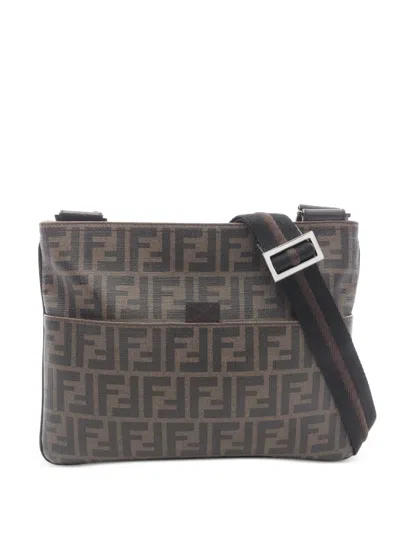 Pre-owned Fendi 2000s Zucca Cross Body Bag In Brown