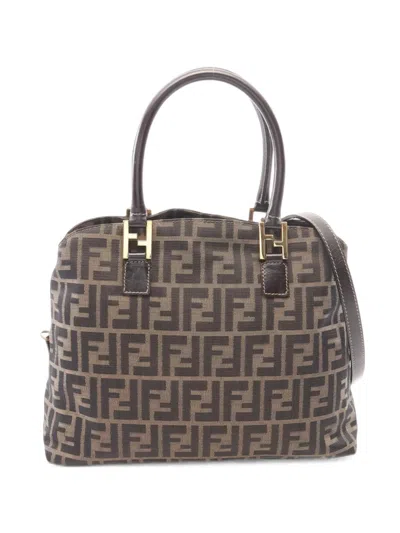 Pre-owned Fendi 2000s Zucca Handbag In Brown