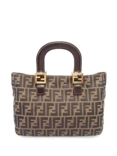 Pre-owned Fendi 2000s Zucca Handbag In Brown