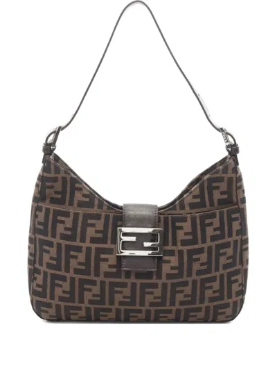 Pre-owned Fendi 2000s Zucca Mamma Shoulder Bag In Brown