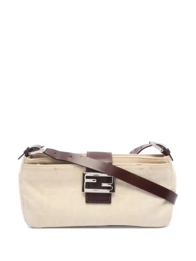 Pre-owned Fendi 2000s Zucca Mamma Shoulder Bag In Neutral