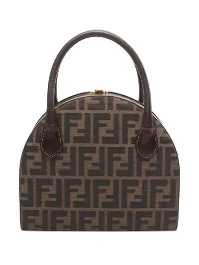 Pre-owned Fendi 2000s Zucca-pattern Tote Bag In Brown