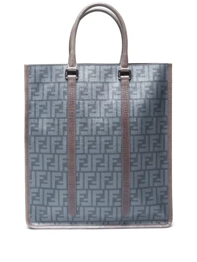 Pre-owned Fendi 2000s Zucca-print Tote Bag In 灰色