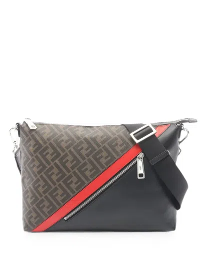 Pre-owned Fendi 2000s Zucca Shoulder Bag In Black
