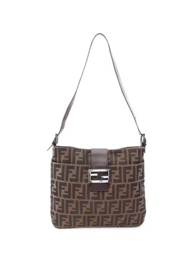 Pre-owned Fendi 2000s Zucca Shoulder Bag In Brown