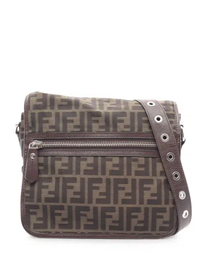 Pre-owned Fendi 2000s Zucca Shoulder Bag In Brown