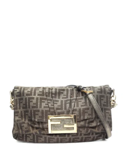 Pre-owned Fendi 2000s Zucca Shoulder Bag In Brown