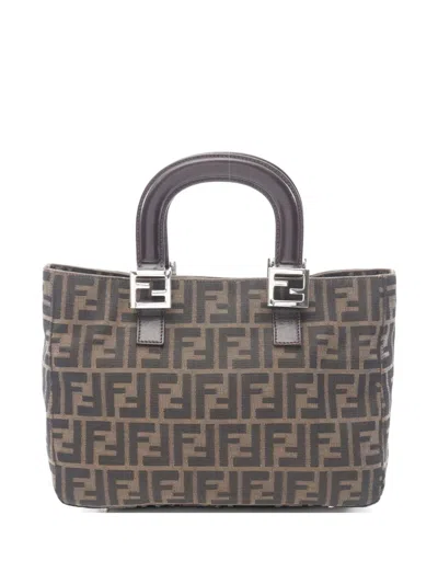 Pre-owned Fendi 2000s Zucca Tote Bag In Blue