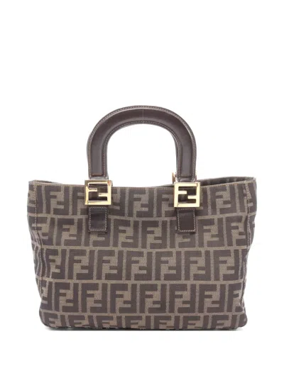 Pre-owned Fendi 2000s Zucca Tote Bag In Brown