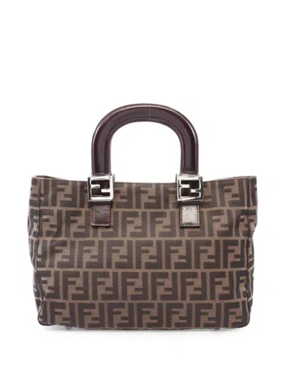 Pre-owned Fendi 2000s Zucca Tote Bag In Brown