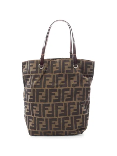 Pre-owned Fendi 2000s Zucca Tote Bag In Brown