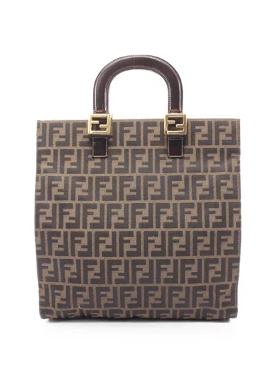 Pre-owned Fendi 2000s Zucca Tote Bag In Brown