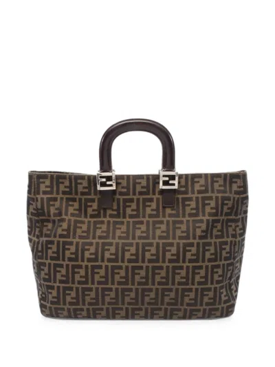 Pre-owned Fendi 2000s Zucca Tote Bag In Brown