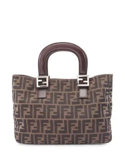 Pre-owned Fendi 2000s Zucca Tote Bag In Brown