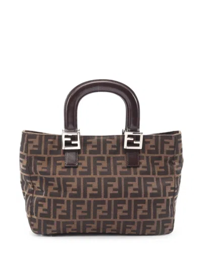 Pre-owned Fendi 2000s Zucca Tote Bag In Brown
