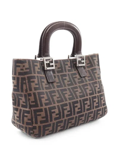 Pre-owned Fendi 2000s Zucca Tote Bag In Brown