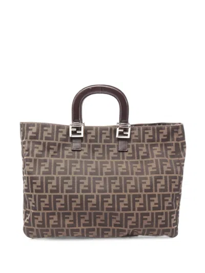 Pre-owned Fendi 2000s Zucca Tote Bag In Brown