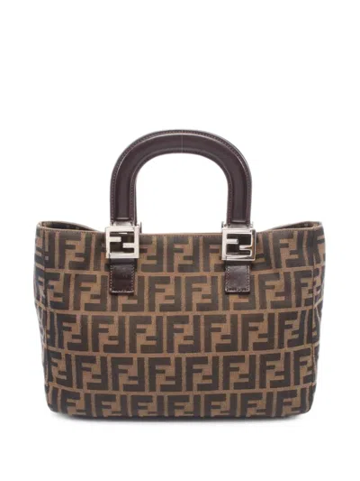 Pre-owned Fendi 2000s Zucca Tote Bag In Brown