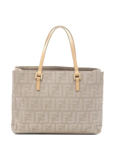 Pre-owned Fendi 2000s Zucca Tote Bag In Neutral