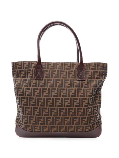 Pre-owned Fendi 2000s Zucca Tote Bag In Neutrals