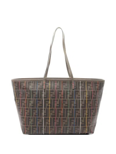 Pre-owned Fendi 2000s Zucca-monogram Tote Bag In Brown