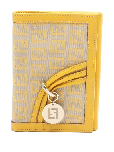 Pre-owned Fendi 2000s Zucchino Bi-fold Wallet In Yellow