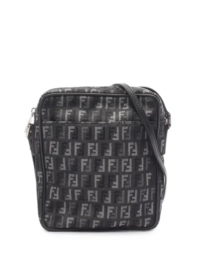 Pre-owned Fendi 2000s Zucchino Crossbody Bag In Black