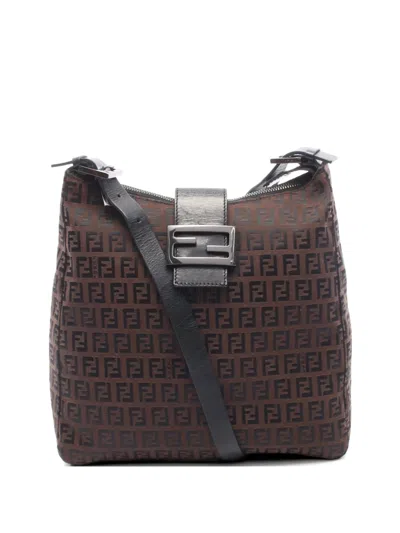 Pre-owned Fendi 2000s Zucchino Shoulder Bag In Brown