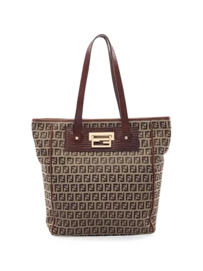 Pre-owned Fendi 2000s Zucchino Tote Bag In ブラウン