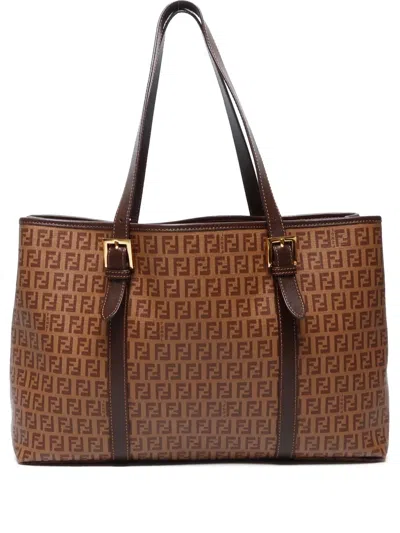 Pre-owned Fendi 2000s Zucchino Tote Bag In Brown