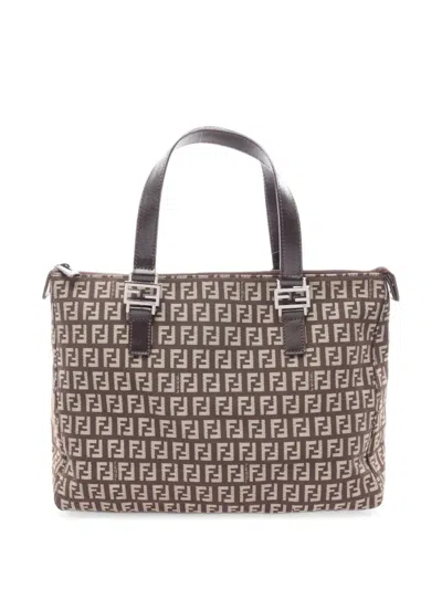 Pre-owned Fendi 2000s Zucchino Tote Bag In Brown