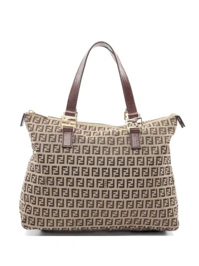 Pre-owned Fendi 2000s Zucchino Tote Bag In Neutral